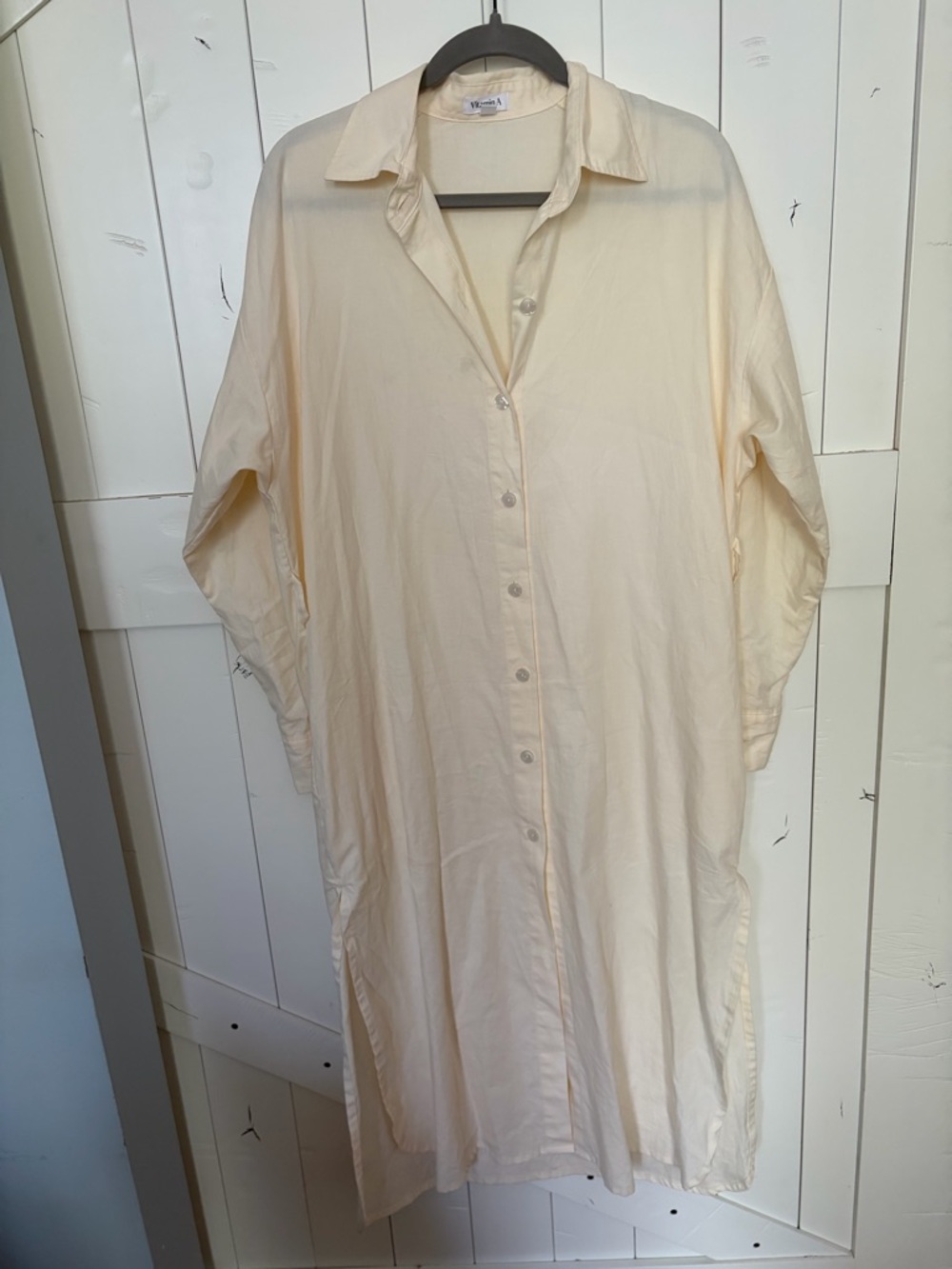 Vitamin A Cream Button-Front Shirt Dress